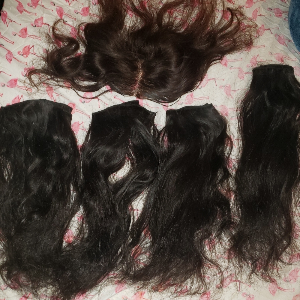 Human hair closure and tracks